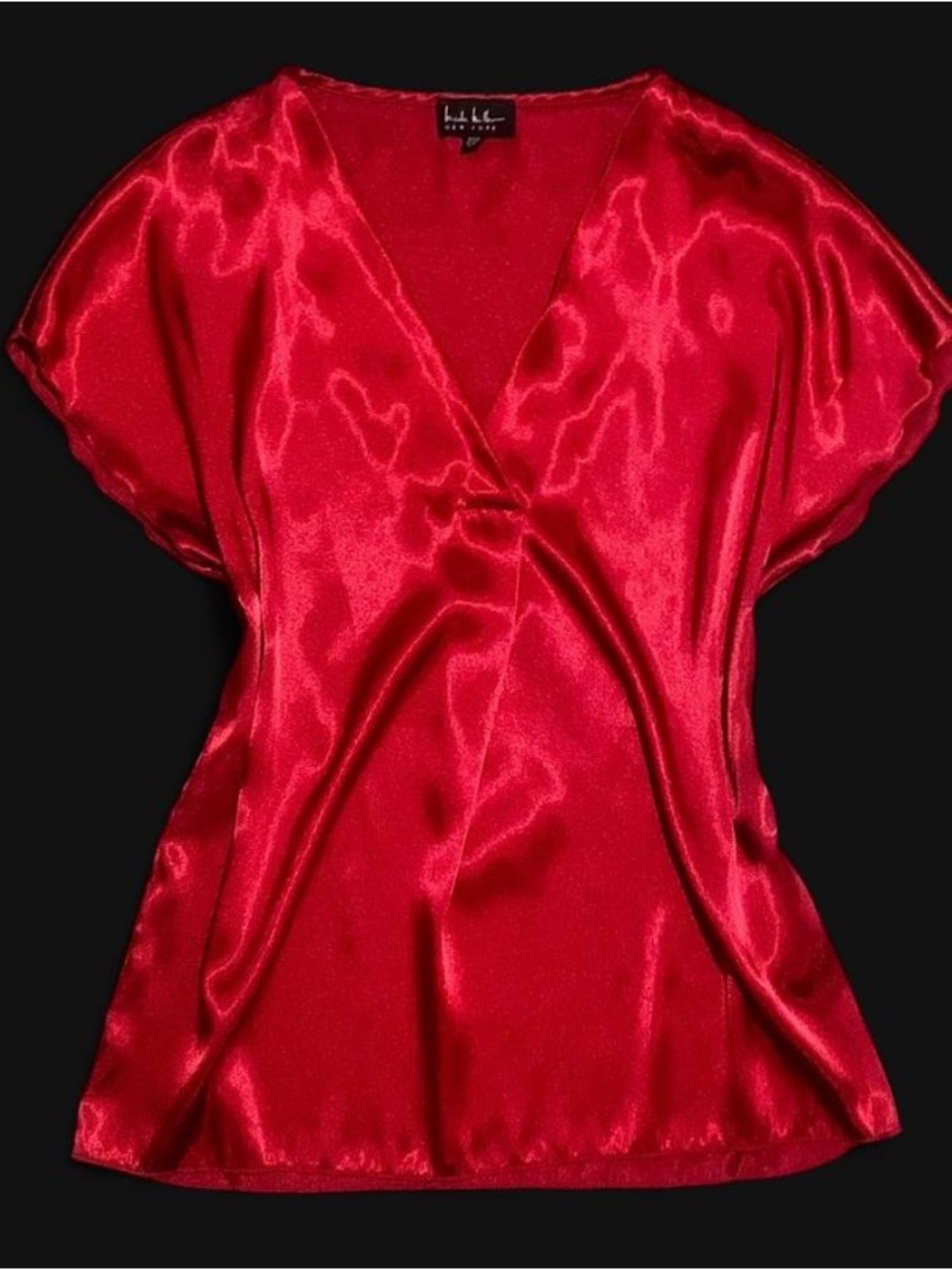 Nicole Miller Red Satin Blouse
